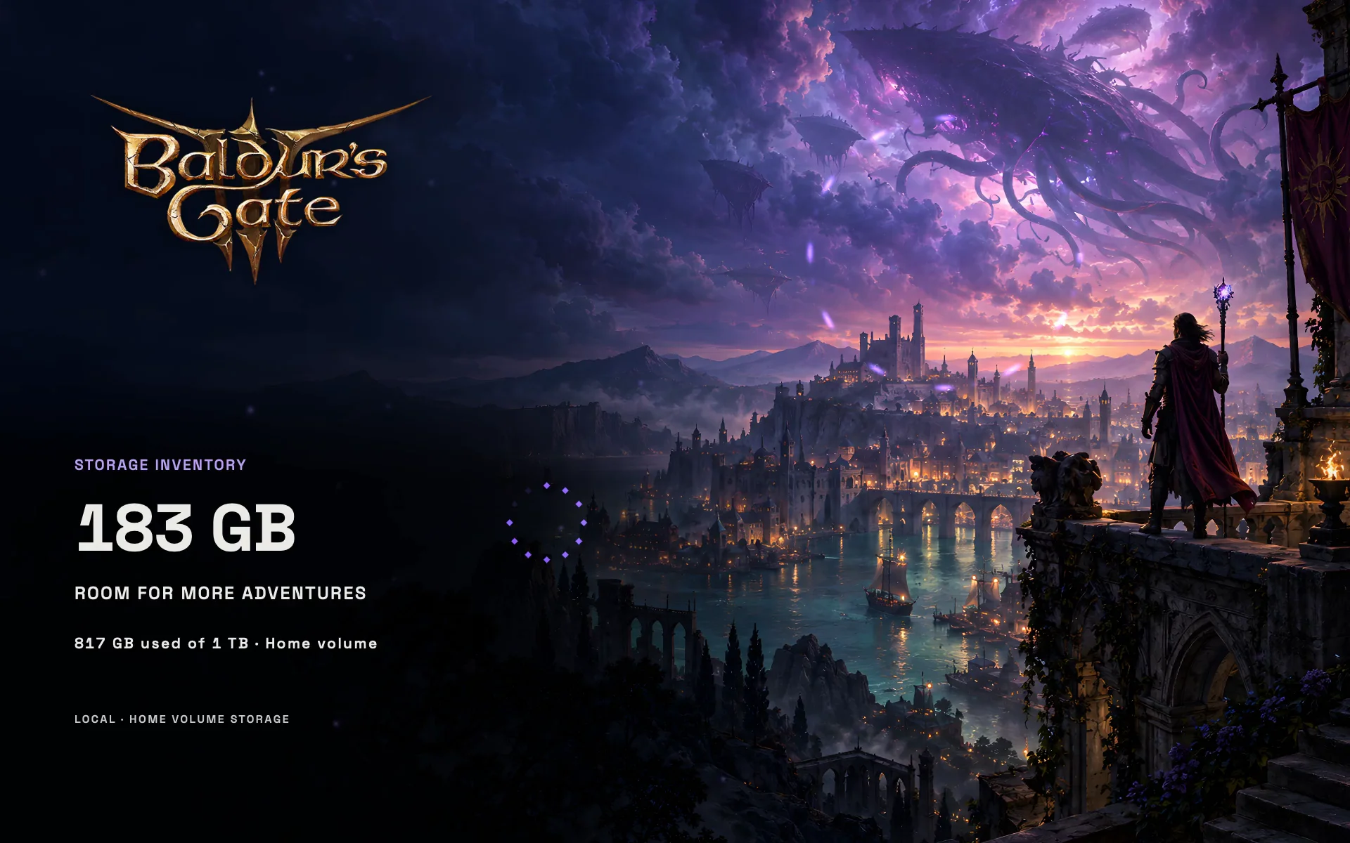 Baldur’s Gate 3 — Astral Twilight dynamic wallpaper with sample data