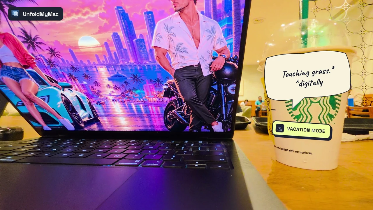 Neon Coast, filmed on a real MacBook in a café