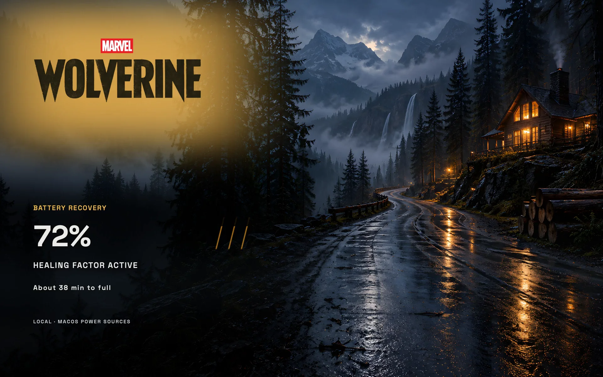 Wolverine — After the Rain dynamic wallpaper with sample data