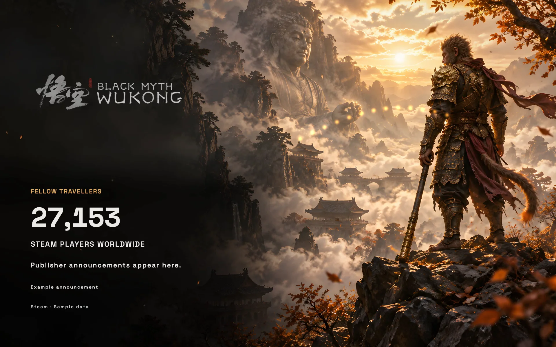 Black Myth: Wukong — Cloud Temple dynamic wallpaper with sample data
